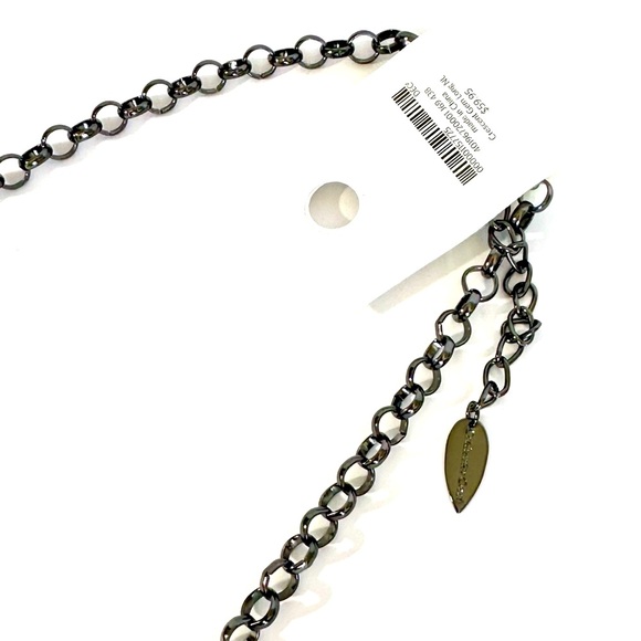 COLDWATER CREEK Vibrant Blue Glass Half Moon Long Silver Necklace NWT - Picture 5 of 10